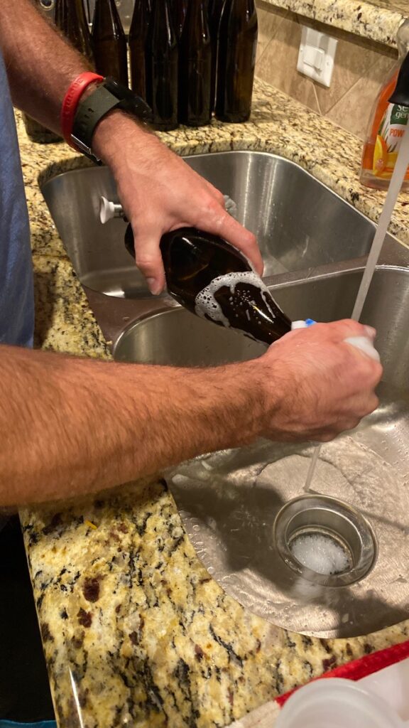 Cleaning the bottles with good ol' fashioned soap and water