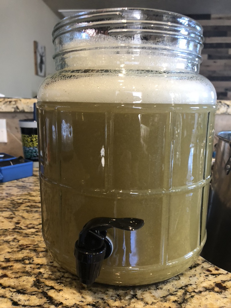 Wort in sanitized fermenter