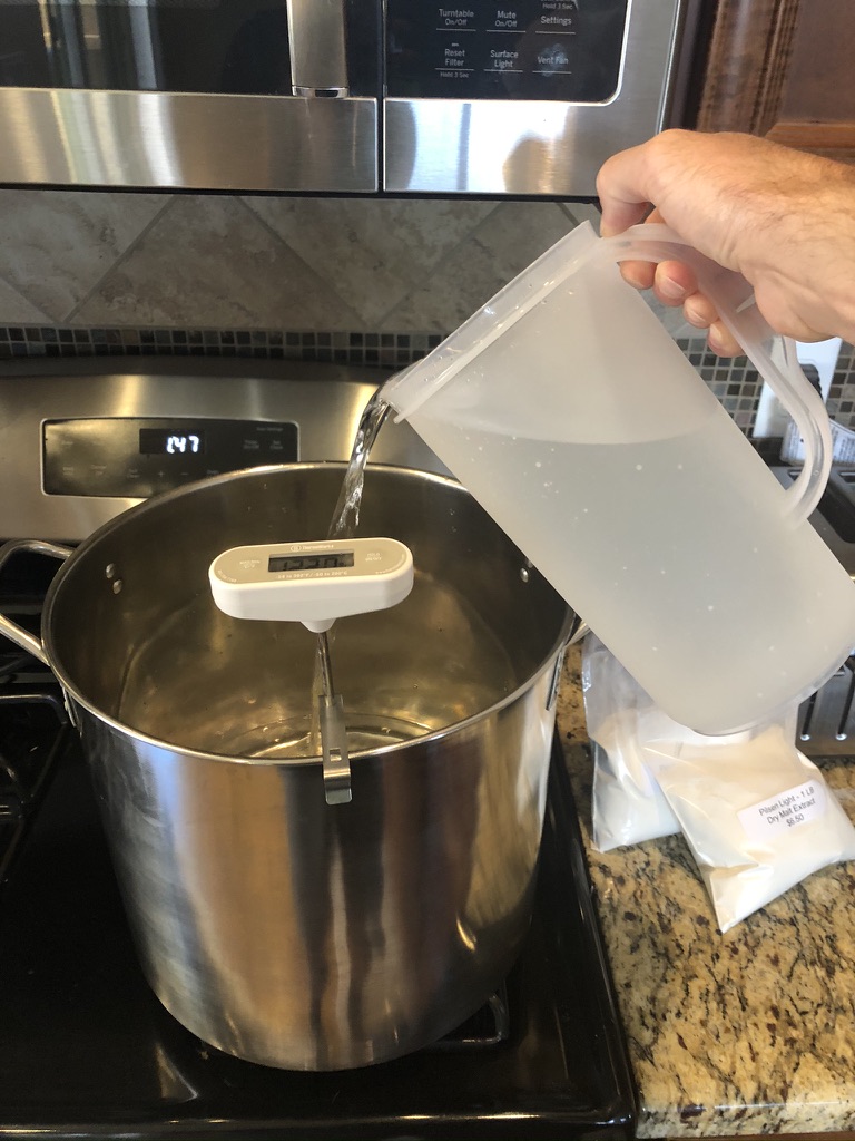 Adding the water to the brew kettle