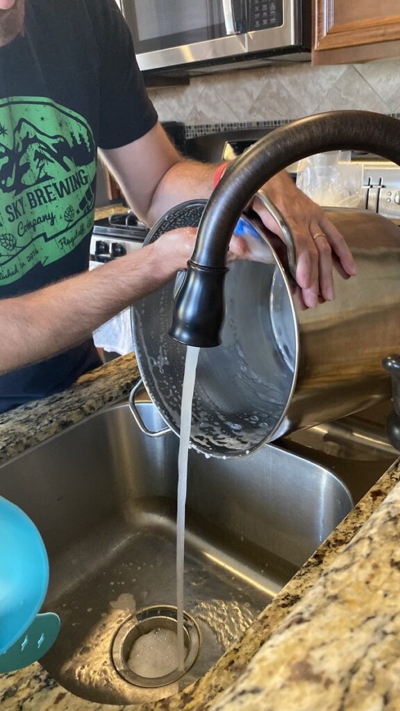 Cleaning brew kettle with soap and water