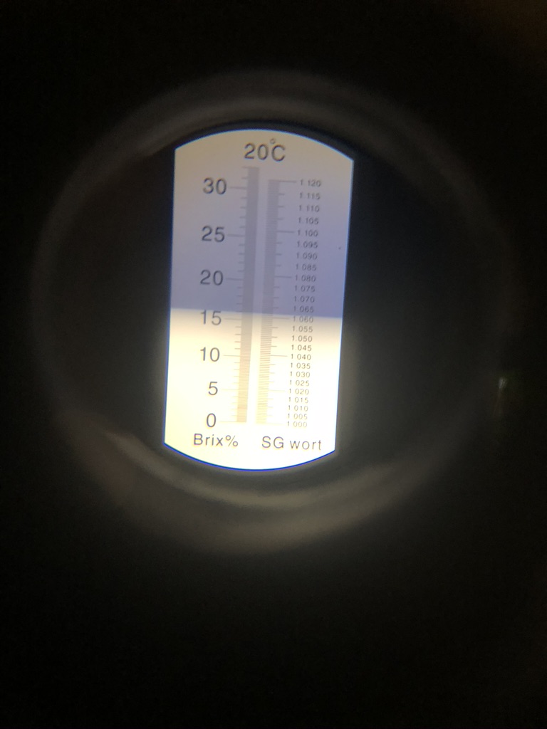 Original gravity measuring at 16 Brix with refractometer