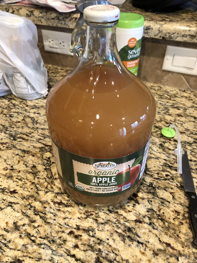 Organic Apple Juice in 1 Gallon Glass Carboy